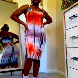 Super soft tie dyed earth toned knee length dress